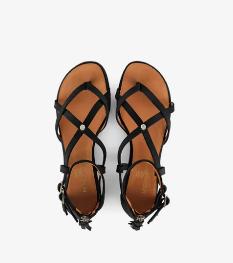 Fairfax and Favor Ladies The Brancaster Sandal - Black Suede-1
